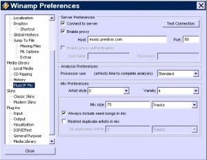 musicip prefs 300x233 MusicIP Mix handles huge mp3 libraries better than WinAmp [Abandonware]